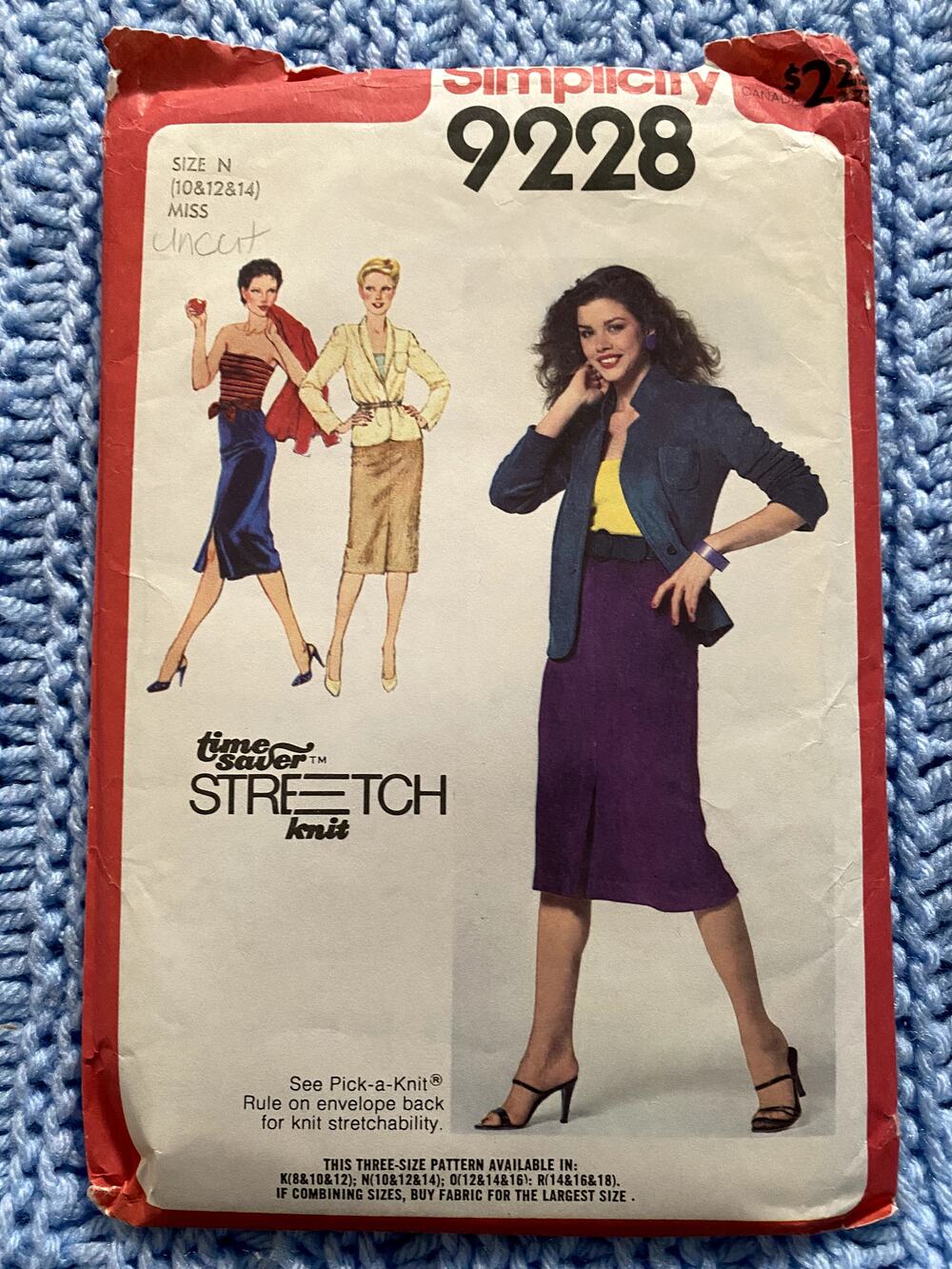 Simplicity 9228 Sewing pattern skirt tube top jacket 1980s size 10 12 14
